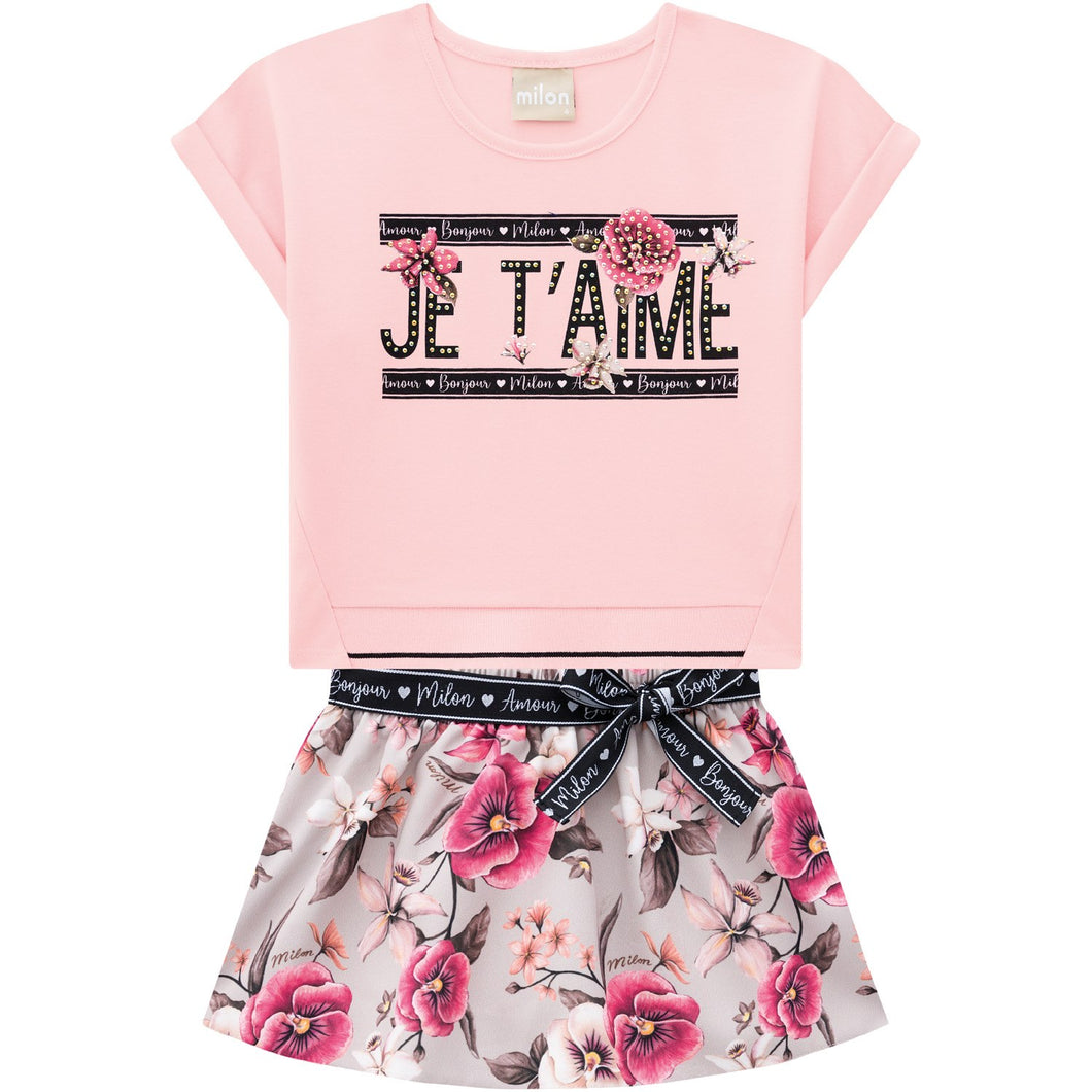 Milon Top & Skirt Set For Girls